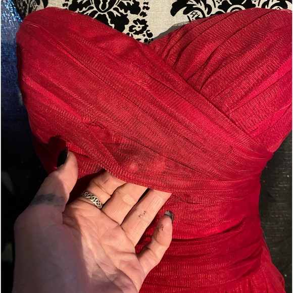 Minuet strapless midi spinny dress pinkish red.90's Y2K - Picture 5 of 9